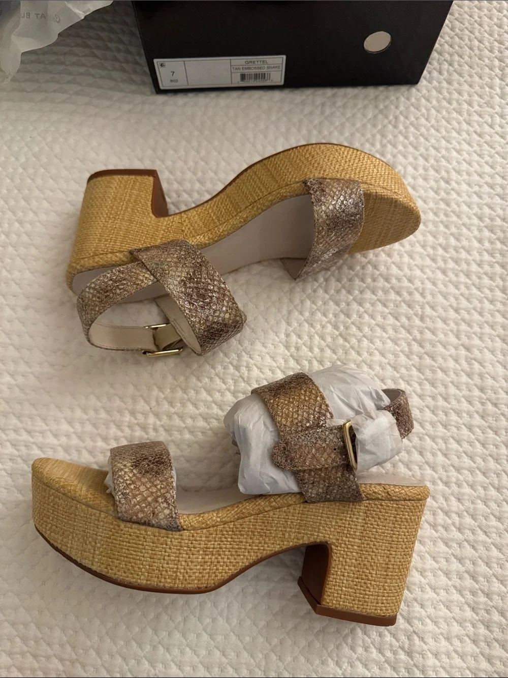 Chocolat Blu Grettel Platform Sandals In Tan Embossed Snake